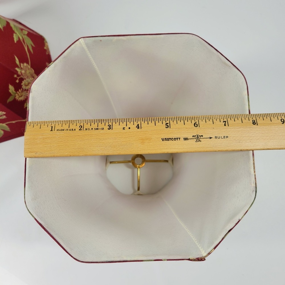 VTG Cottagecore Red Floral Fabric Lamp Shade 8x8" Set Of 2 Ralph Lauren Style - Picture 9 of 9